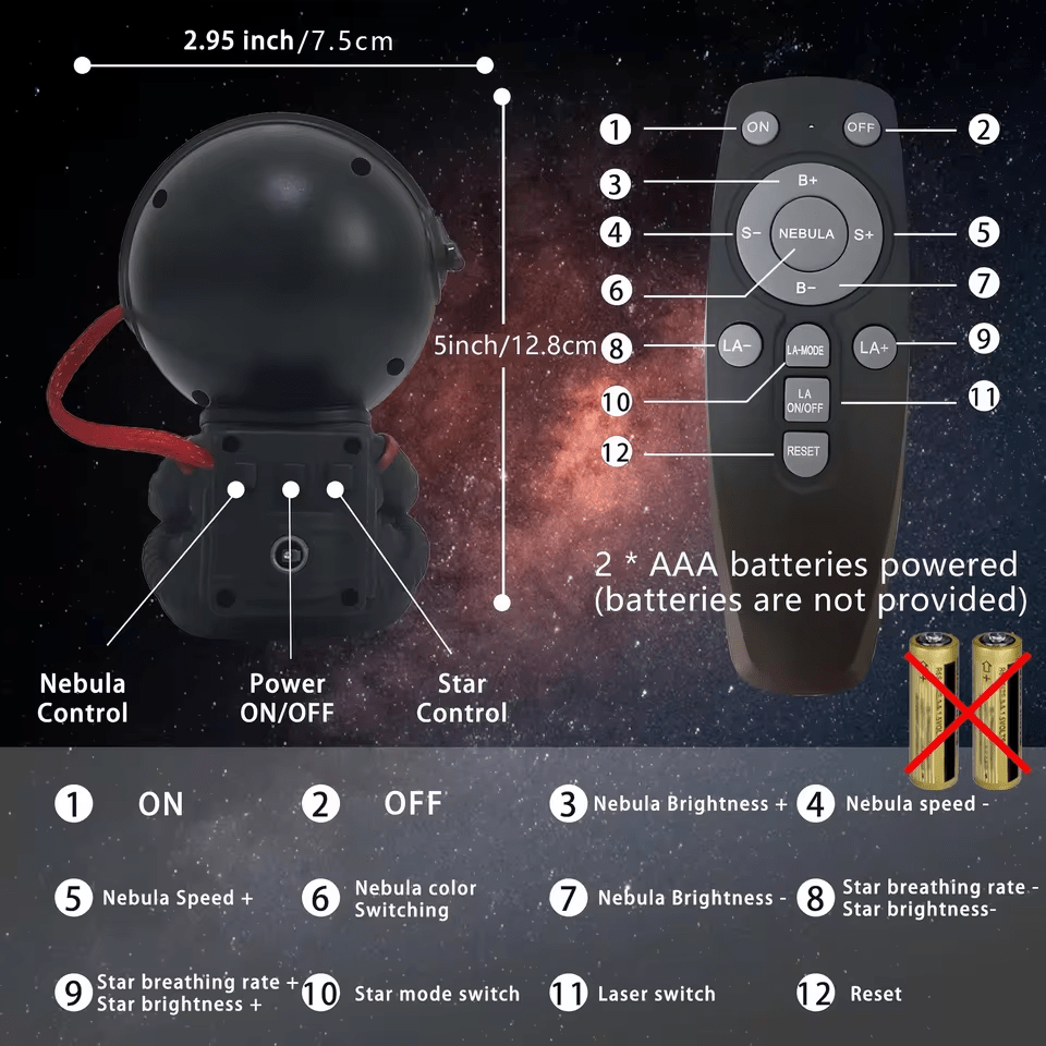 Astronaut Galaxy & Star Night Light Projector